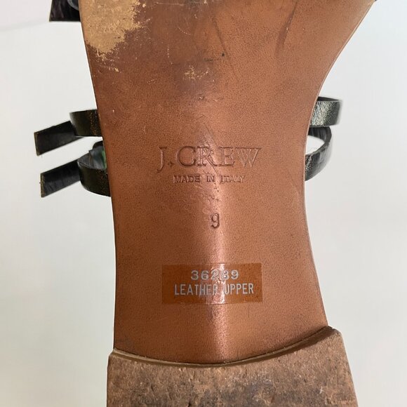 J. Crew Gladiator Sandals Made in Italy Dark Green Leather Strappy Size 9 - Picture 13 of 13
